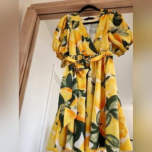 Shein citrus mini dress lemon print